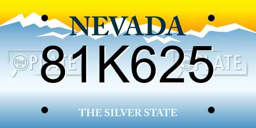 81K625 Nevada License Plate