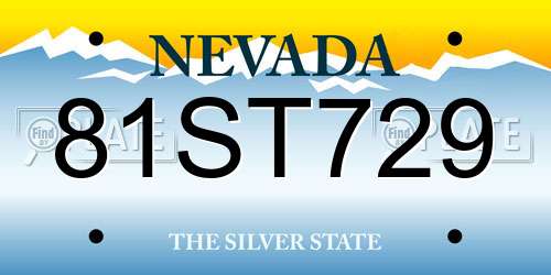 81ST729 Nevada License Plate