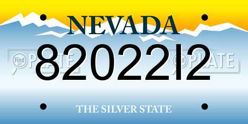 82022I2 Nevada License Plate