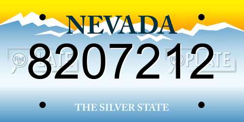 8207212 Nevada License Plate