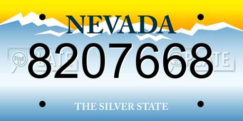 8207668 Nevada License Plate