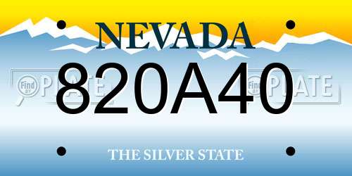 820A40 Nevada License Plate