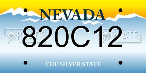 820C12 Nevada License Plate