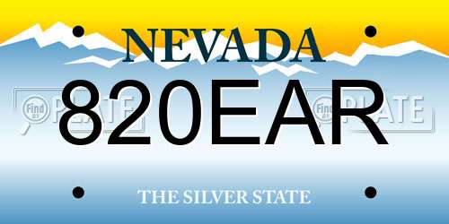 820EAR Nevada License Plate