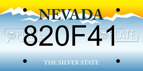 820F41 Nevada License Plate