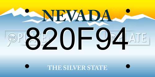 820F94 Nevada License Plate