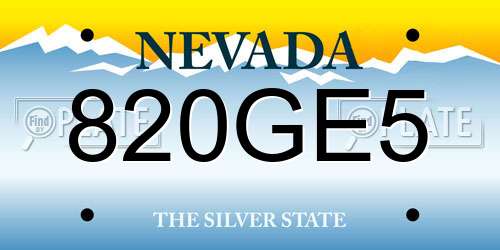 820GE5 Nevada License Plate