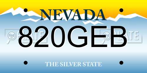 820GEB Nevada License Plate