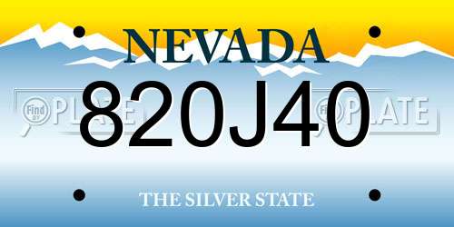 820J40 Nevada License Plate