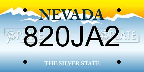 820JA2 Nevada License Plate