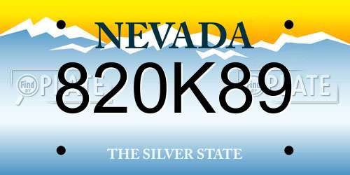 820K89 Nevada License Plate