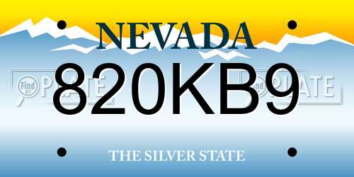 820KB9 Nevada License Plate