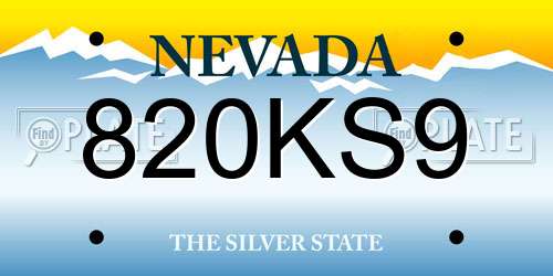 820KS9 Nevada License Plate