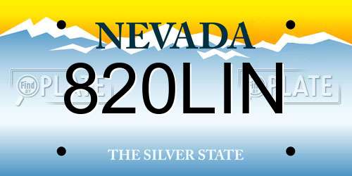 820LIN Nevada License Plate