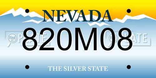820M08 Nevada License Plate