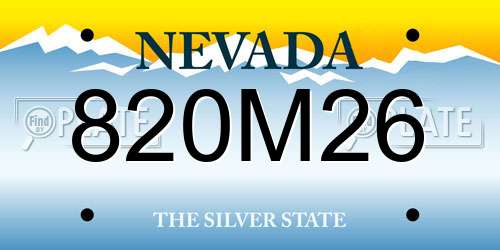 820M26 Nevada License Plate