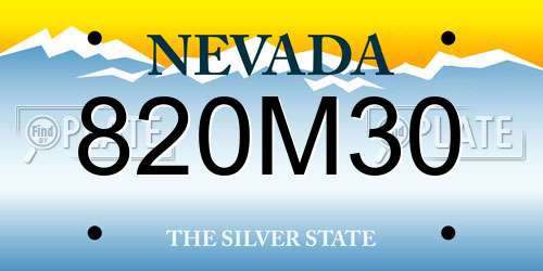 820M30 Nevada License Plate