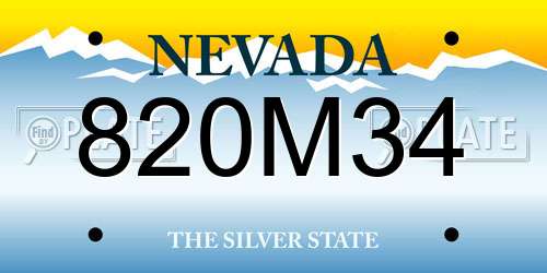 820M34 Nevada License Plate