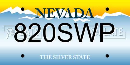 820SWP Nevada License Plate