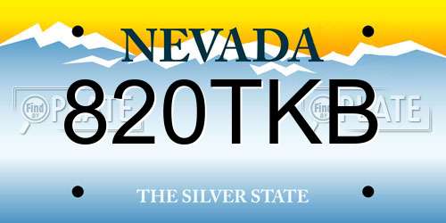 820TKB Nevada License Plate