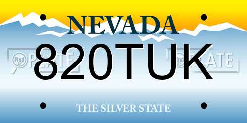 820TUK Nevada License Plate