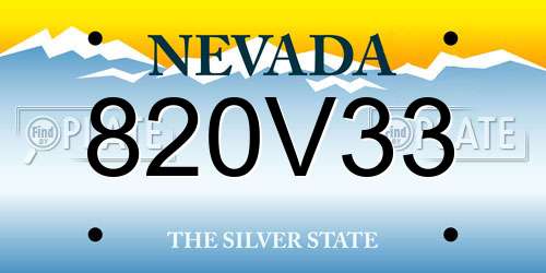 820V33 Nevada License Plate
