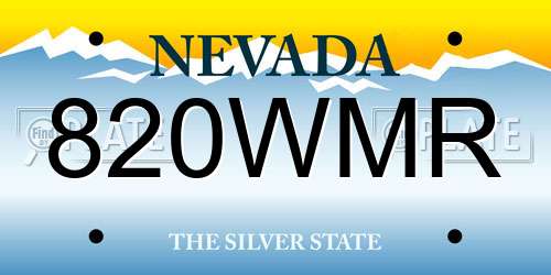 820WMR Nevada License Plate