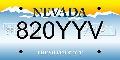 820YYV Nevada License Plate