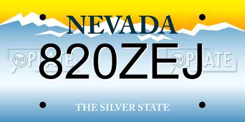 820ZEJ Nevada License Plate