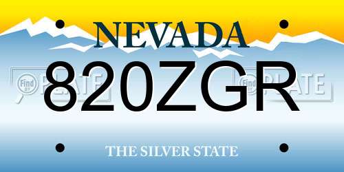 820ZGR Nevada License Plate