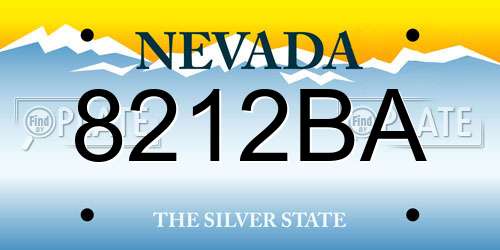 8212BA Nevada License Plate