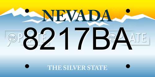 8217BA Nevada License Plate