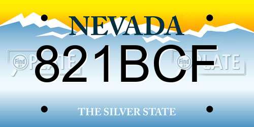 821BCF Nevada License Plate