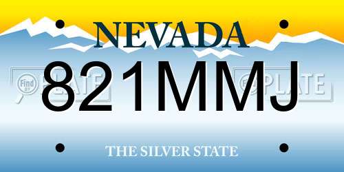821MMJ Nevada License Plate