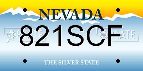 821SCF Nevada License Plate