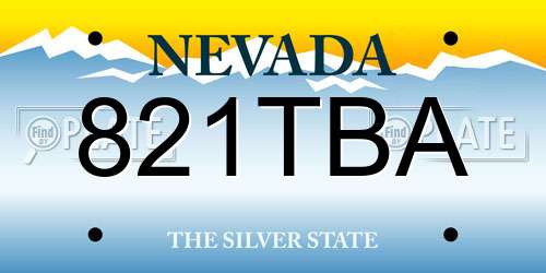 821TBA Nevada License Plate