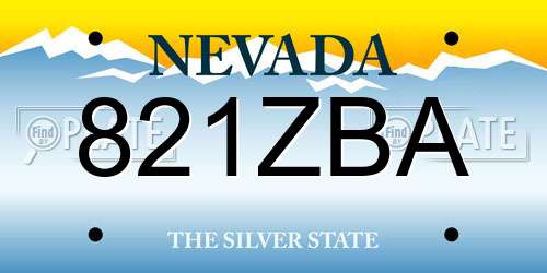 821ZBA Nevada License Plate