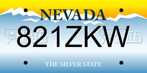 821ZKW Nevada License Plate