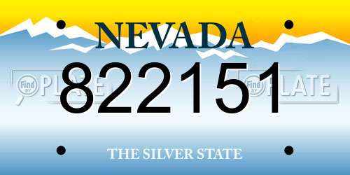 822151 Nevada License Plate