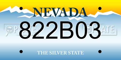 822B03 Nevada License Plate