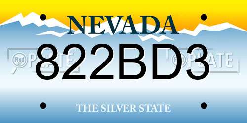822BD3 Nevada License Plate