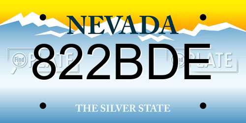 822BDE Nevada License Plate