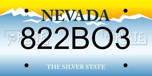 822BO3 Nevada License Plate