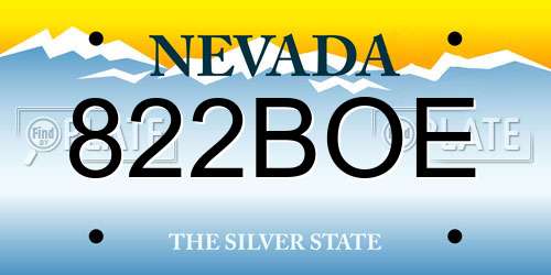 822BOE Nevada License Plate