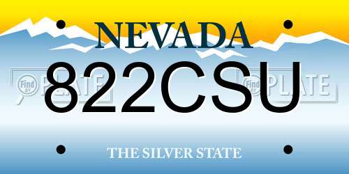 822CSU Nevada License Plate