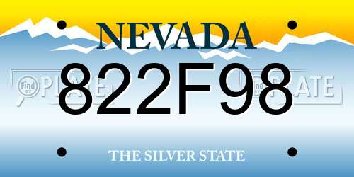 822F98 Nevada License Plate