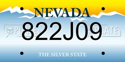 822J09 Nevada License Plate
