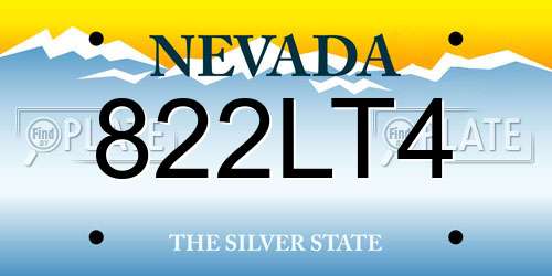 822LT4 Nevada License Plate