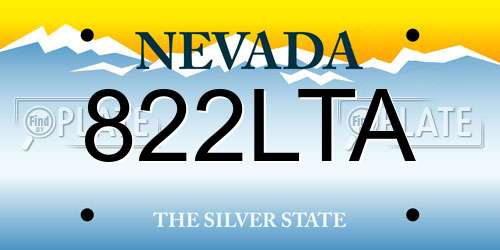 822LTA Nevada License Plate