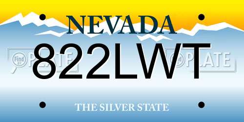 822LWT Nevada License Plate